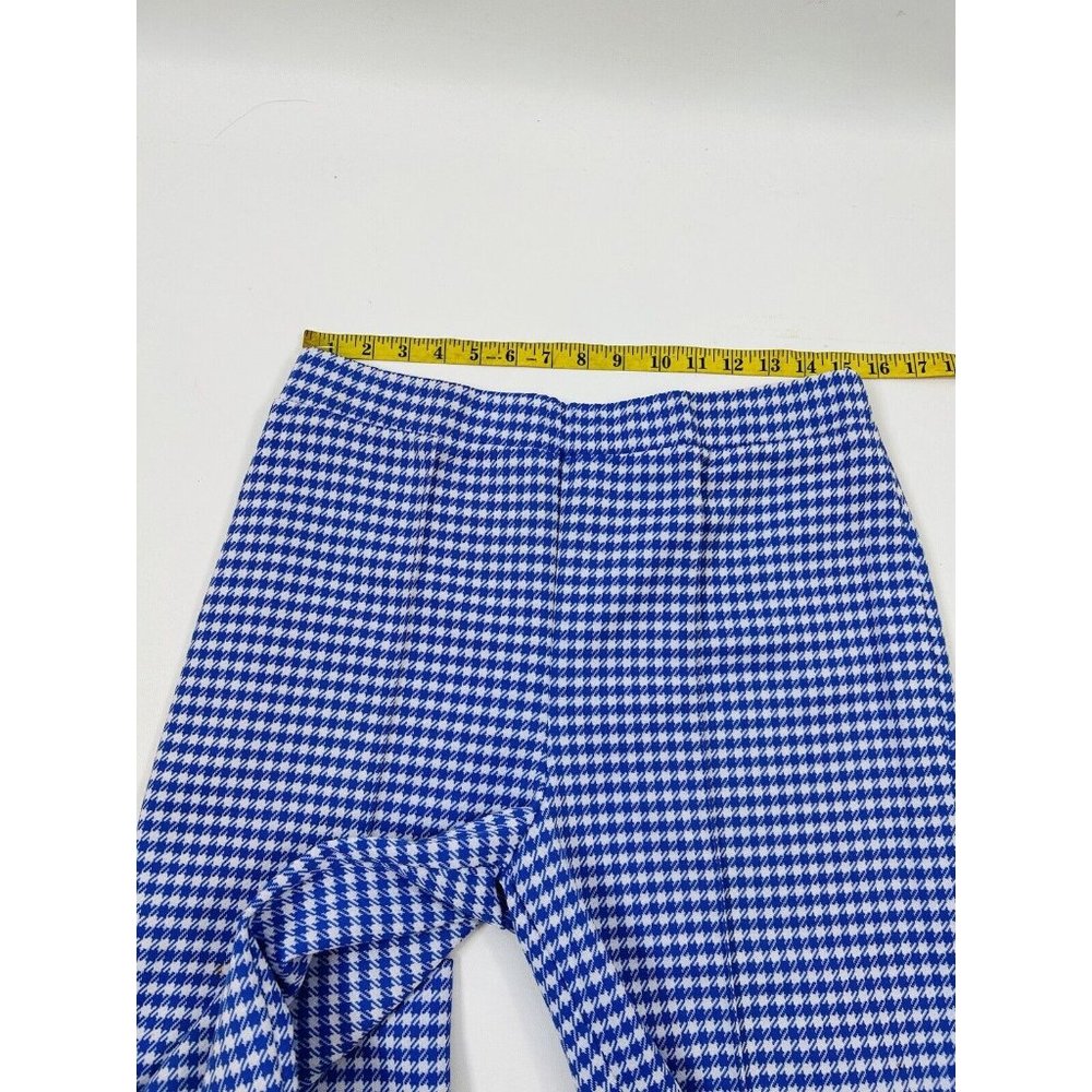 Vtg 70s Houndstooth Plaid Knit High Rise Wide Leg… - image 8